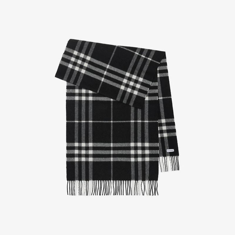 Wide Check Cashmere Scarf in Black/calico | Burberry® Official