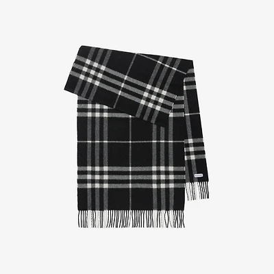 Wide Check Cashmere Scarf in Black/calico | Burberry® Official