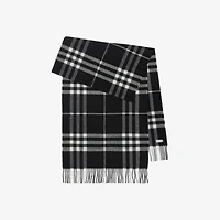 Wide Check Cashmere Scarf in Black/calico | Burberry® Official