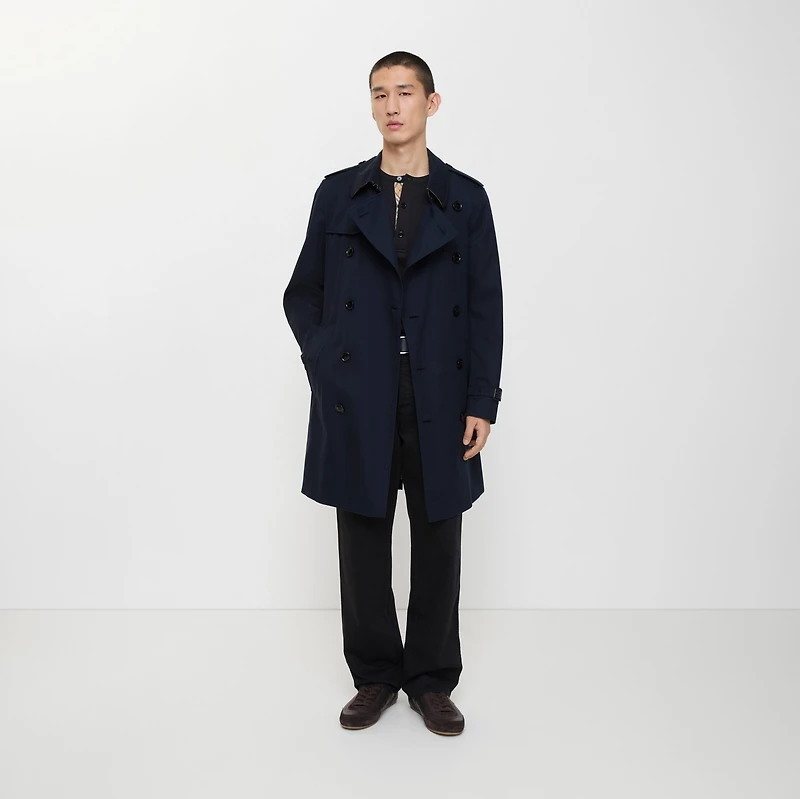 Mid-length Kensington Heritage Trench Coat in Coal blue - Men, Cotton Gabardine | Burberry® Official