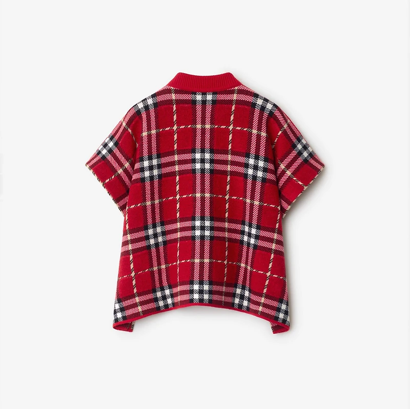 Check Wool Cape in Poppy | Burberry® Official