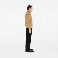 Check Collar Cotton Half-zip Sweatshirt in Flax beige - Men | Burberry® Official