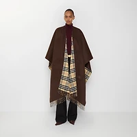 Reversible Check Wool Cashmere Cape in Treacle brown | Burberry® Official