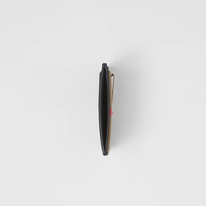 House Check and Leather Money Clip Card Case in Deep blue - Men | Burberry® Official