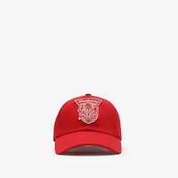 Thistle Shield Gabardine Baseball Cap in Poppy red - Men | Burberry® Official
