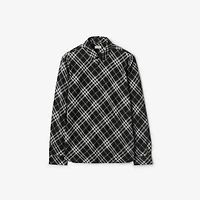 Relaxed Fit Check Cotton Flannel Shirt in Black - Men | Burberry® Official