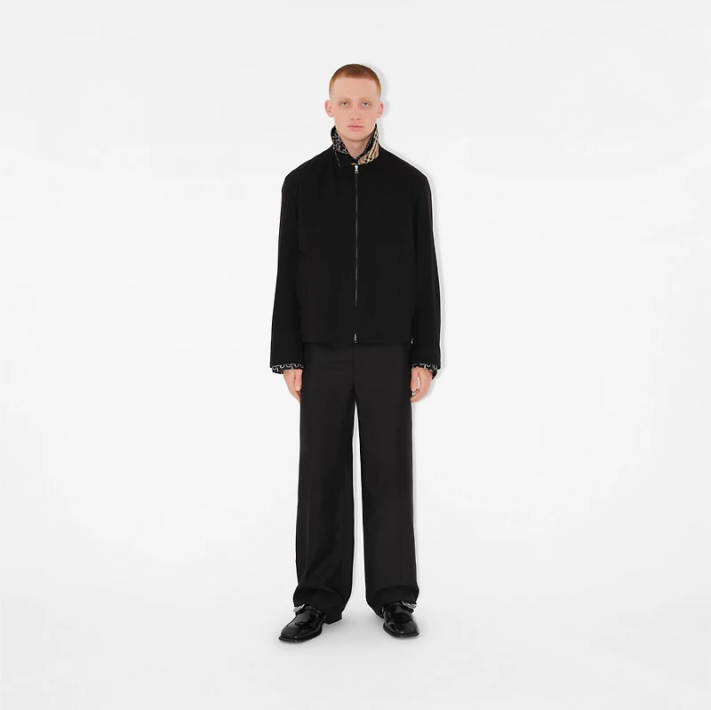 Gabardine Harrington Jacket in Black - Men, Cotton | Burberry® Official