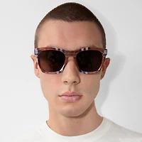 Check Square Sunglasses in Birch brown - Men | Burberry® Official