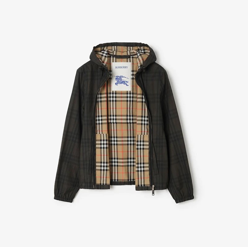 Check Cotton Newport Hooded Jacket in Sand beige - Men | Burberry® Official