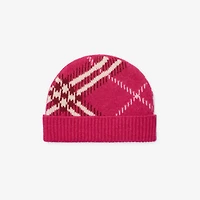 Check Cashmere Blend Beanie in Jam pink - Men | Burberry® Official