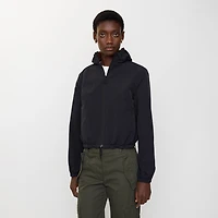Cropped Reversible Check Hooded Jacket in Poppy red - Women, Nylon | Burberry® Official