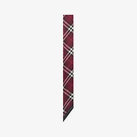 Skinny Contrast Check Silk Scarf in Pillar/oxblood | Burberry® Official