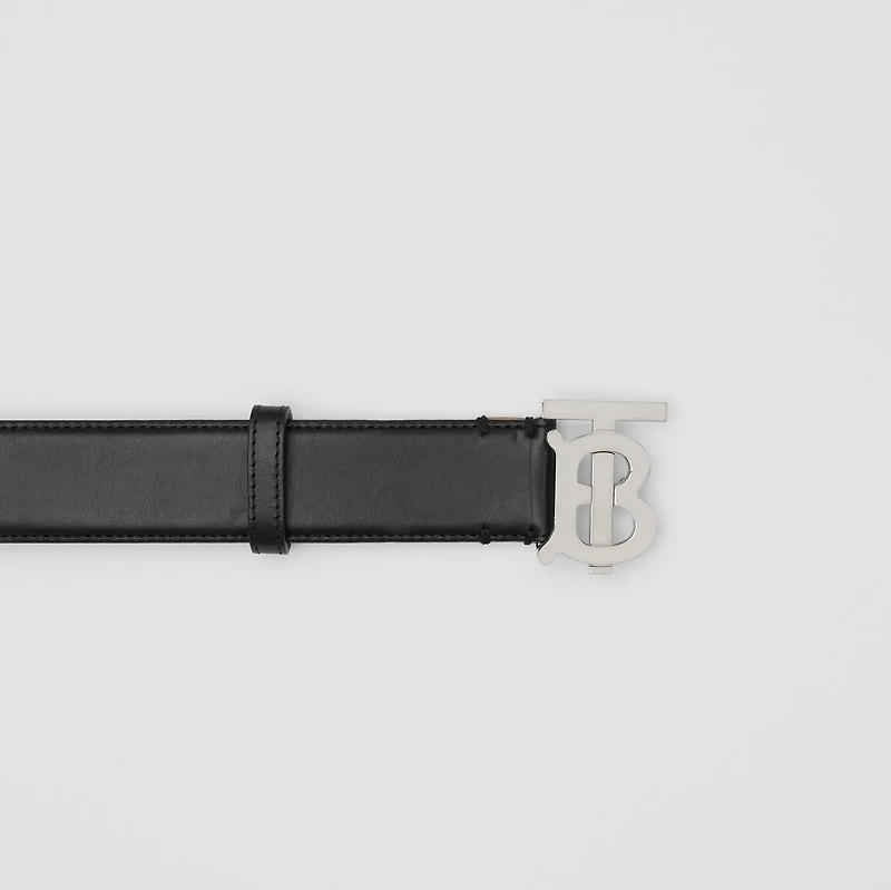Monogram Motif Leather Belt in Black/palladium Grey - Women | Burberry® Official