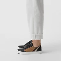 Check Detail Leather Sneakers in HOUSE CHECK/BLACK - Women | Burberry® Official