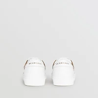 Check Detail Leather Sneakers in HOUSE CHECK/ OPTIC WHITE - Women | Burberry® Official