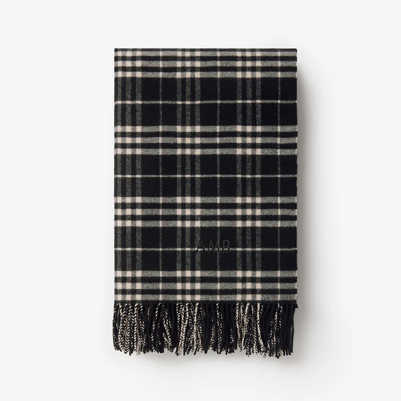 Check Wool Cashmere Blanket in Black/calico | Burberry® Official