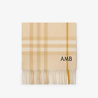 Check Cashmere Scarf in White denim | Burberry® Official
