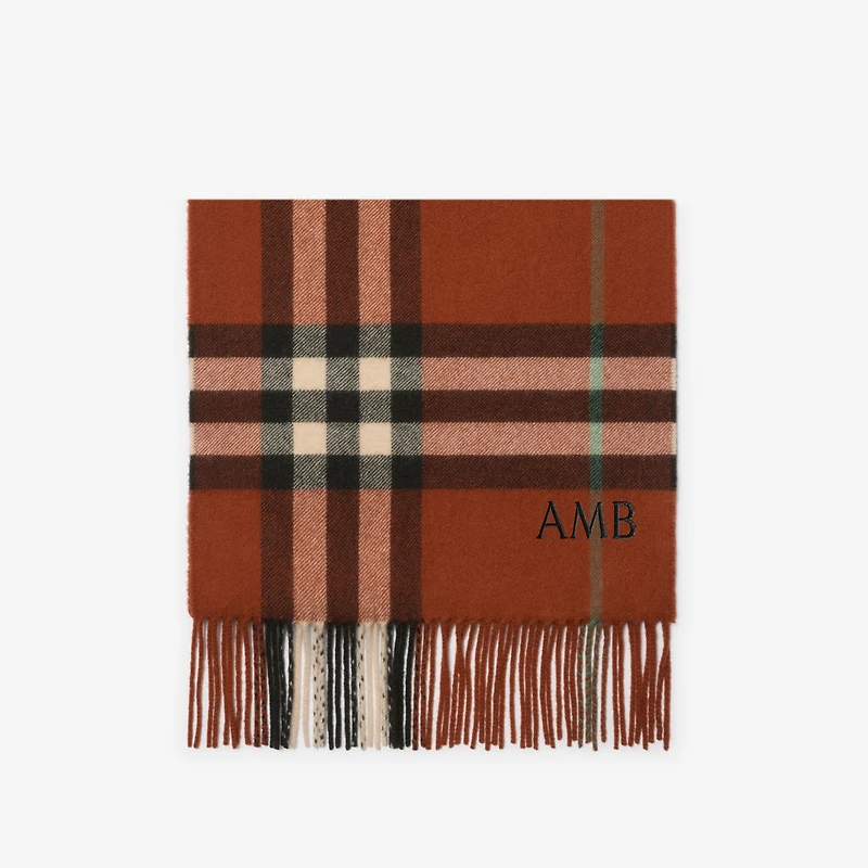 Check Cashmere Scarf in Brick | Burberry® Official
