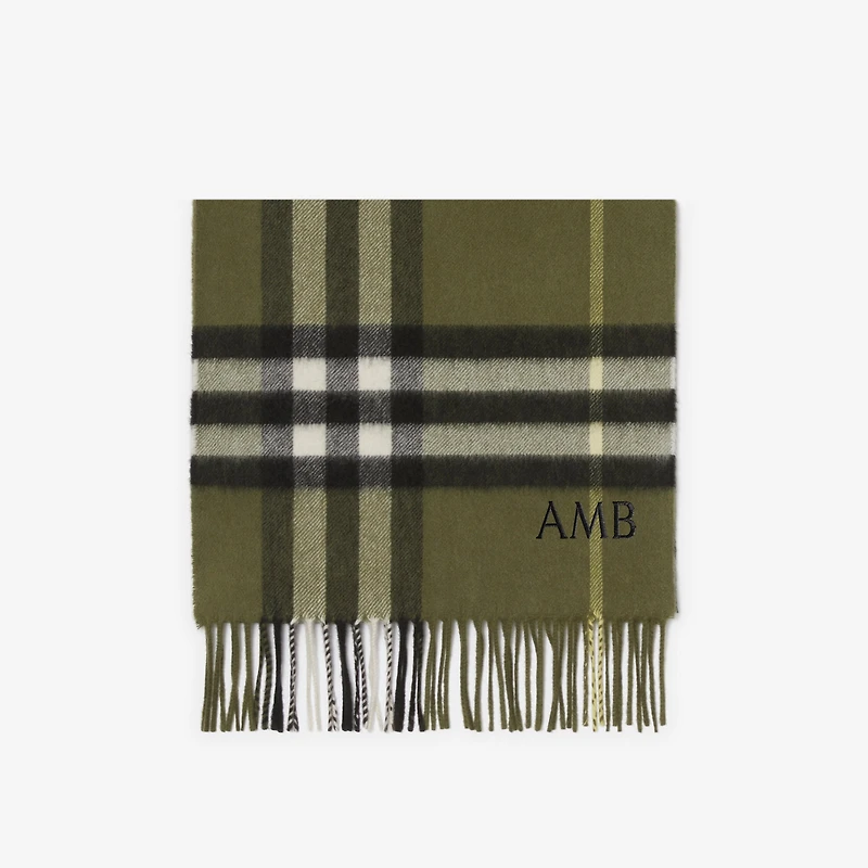 Check Cashmere Scarf in Pea | Burberry® Official