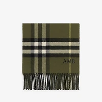 Reversible B Shield Cashmere Scarf in Pea green | Burberry® Official