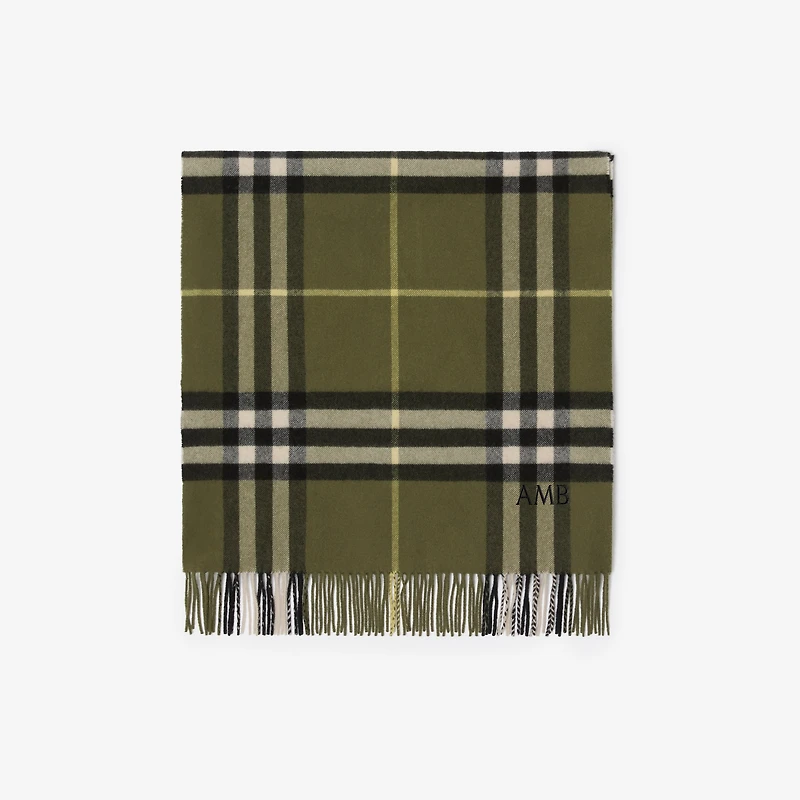 Wide Check Cashmere Scarf in Pea green | Burberry® Official