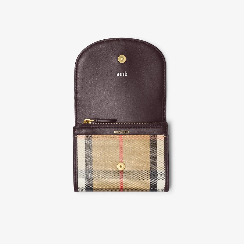 Highlands Compact Wallet in Sand - Women, Cotton, Linen | Burberry® Official