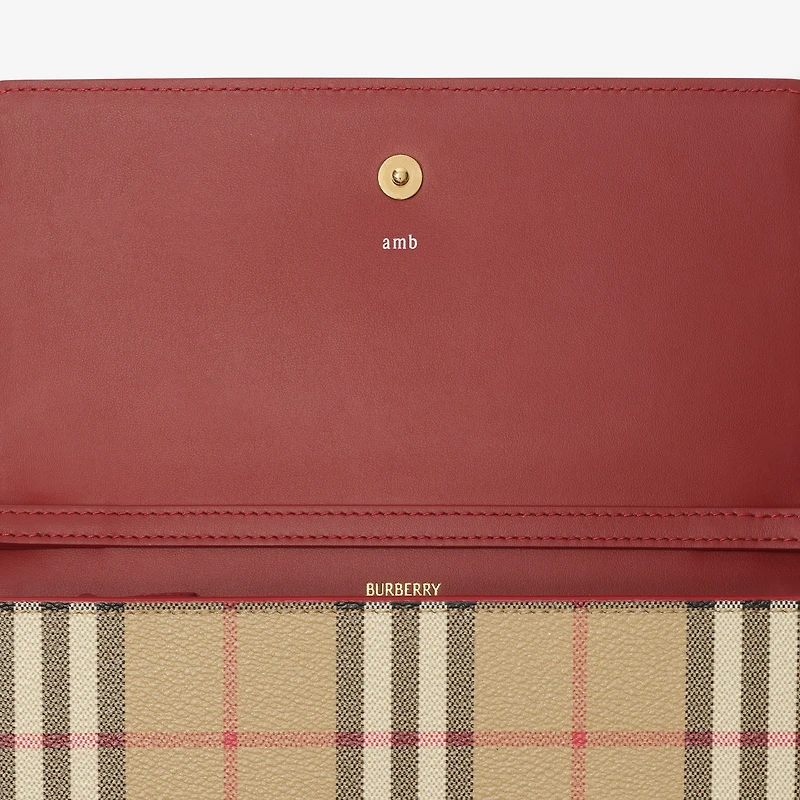 Check Chain Strap Wallet in Archive beige/ruby red - Women | Burberry® Official