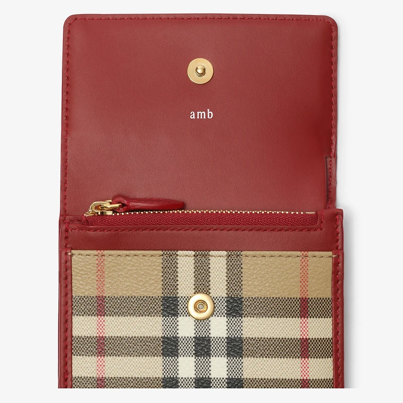 Small Check Folding Wallet in Archive beige/ruby red - Women | Burberry® Official