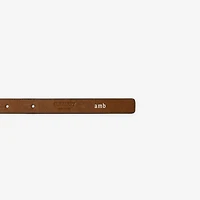 Thin Reversible Leather Knight Stamp Belt in Black/hazel - Women | Burberry® Official