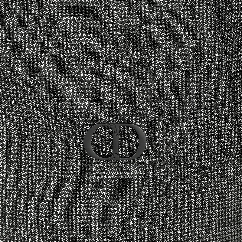 Micro-Houndstooth Harrington-Style Blouson Jacket