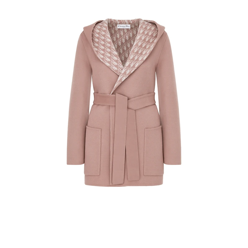 Cropped Coat with Hood and Belt