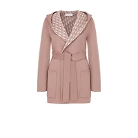 Cropped Coat with Hood and Belt