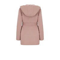 Short Hooded Coat with Belt