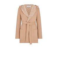 Cropped Coat with Hood and Belt