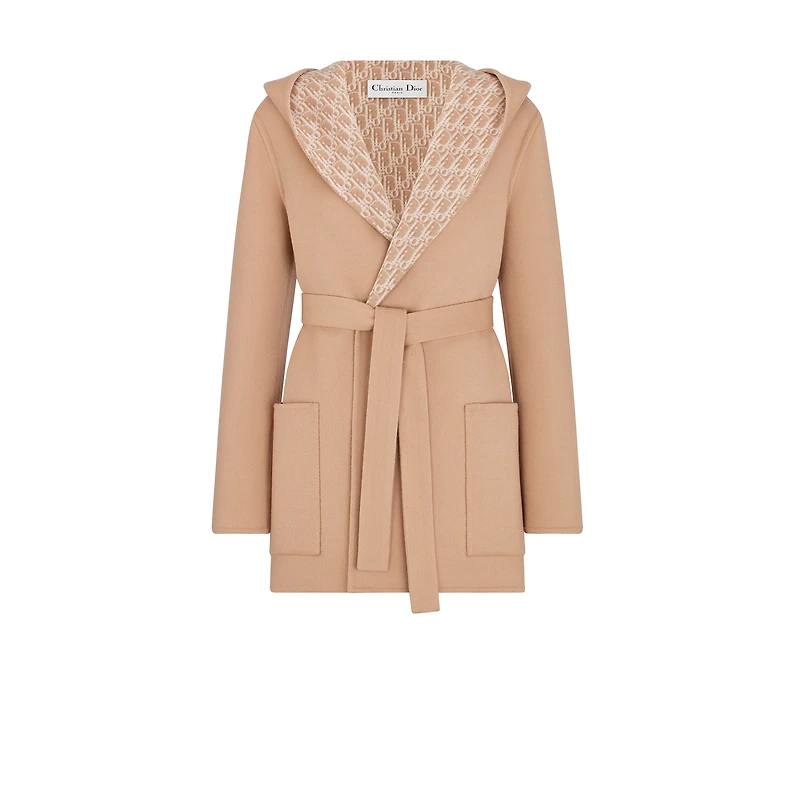 Cropped Coat with Hood and Belt