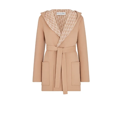 Cropped Coat with Hood and Belt