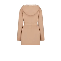 Cropped Coat with Hood and Belt