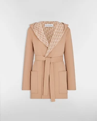 Cropped Coat with Hood and Belt