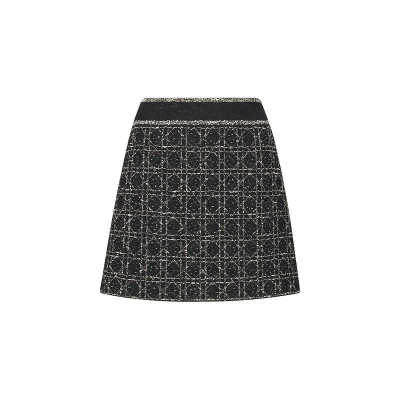 Macrocannage Flared Miniskirt