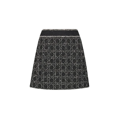 Macrocannage Flared Miniskirt