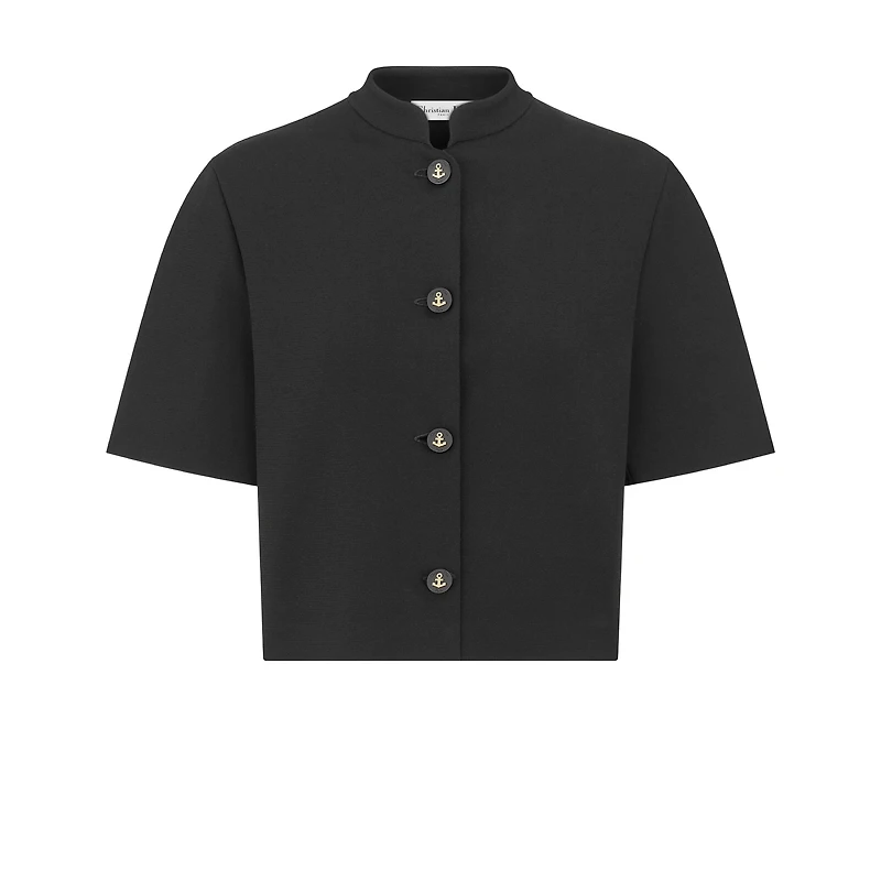 Cropped Jacket with Officer Collar