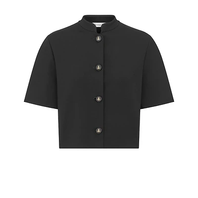Cropped Jacket with Officer Collar