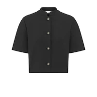 Cropped Jacket with Officer Collar