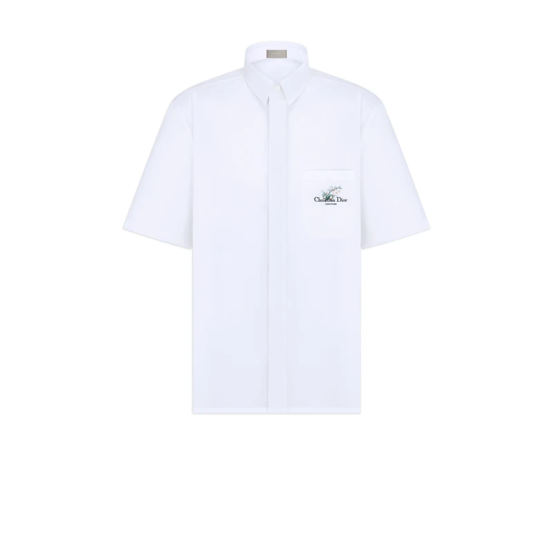 Short-Sleeved Shirt with Christian Dior Couture Lily of the Valley Embroidery