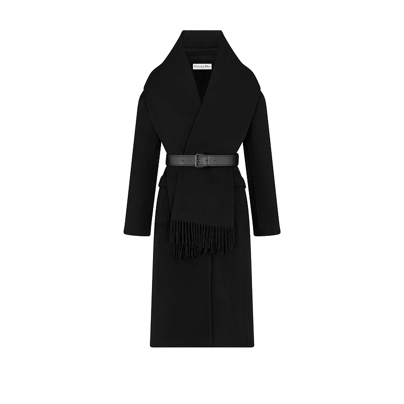 Belted Coat with Removable Scarf