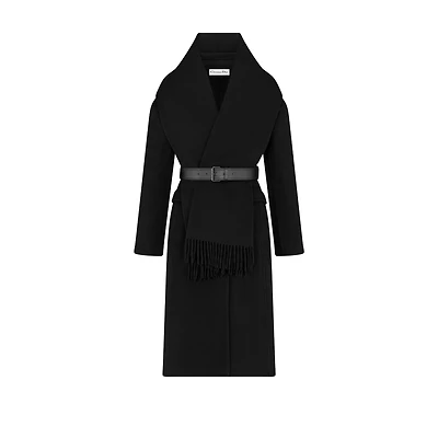 Belted Coat with Removable Scarf