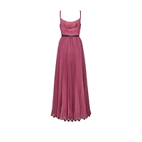 Long Pleated Dress with Belt