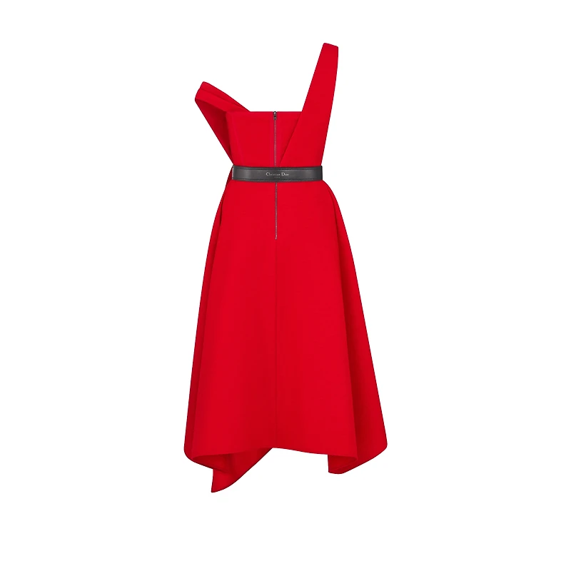 Mid-Length Draped Dress with Belt
