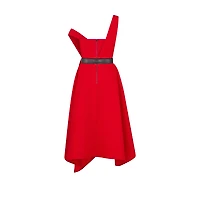 Mid-Length Draped Dress with Belt