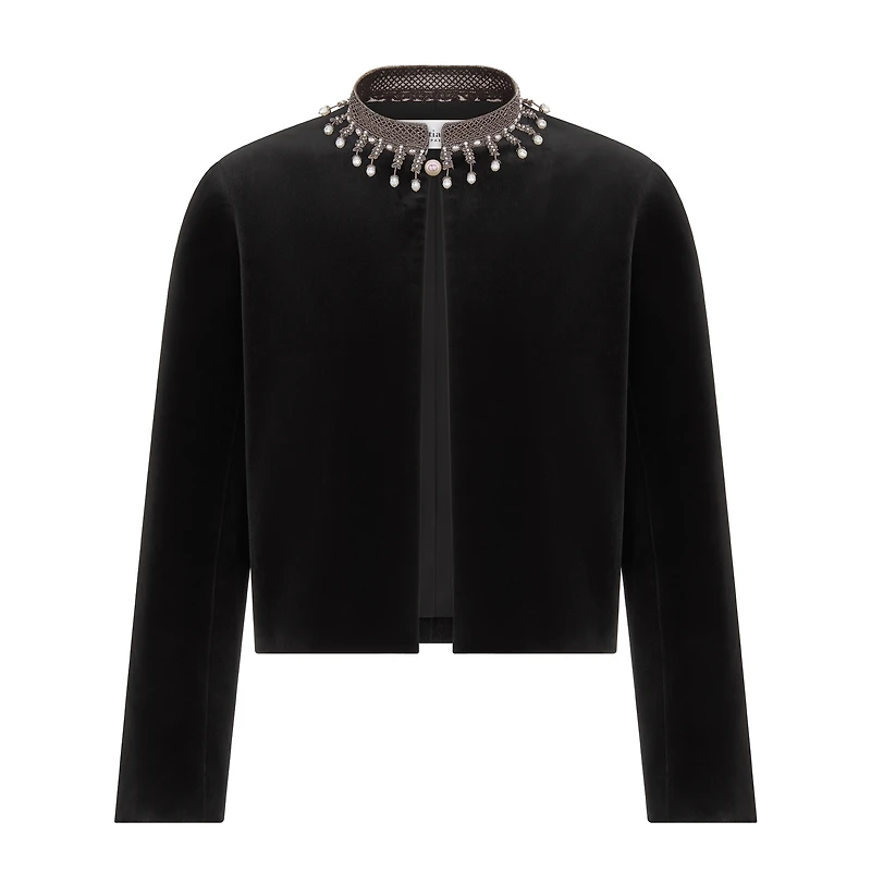 Embroidered Cropped Jacket